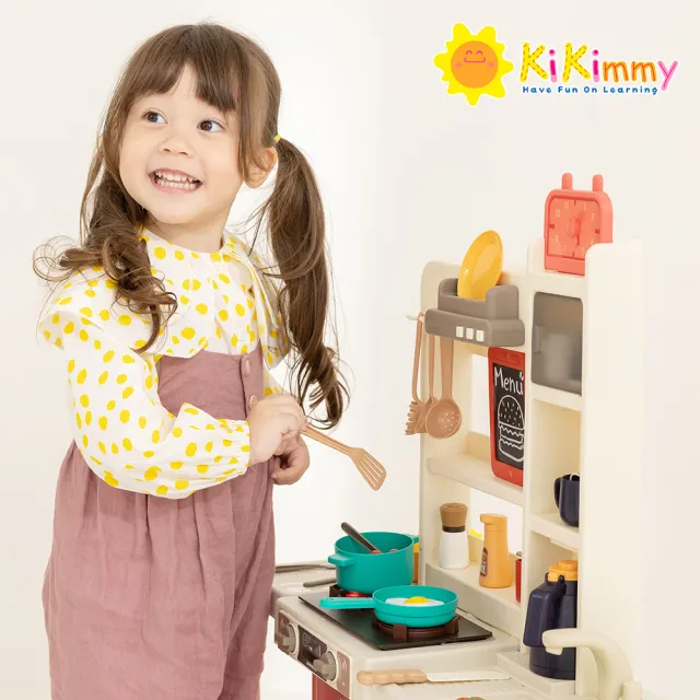 【kikimmy】85cm聲光噴霧廚房玩具49件組(兩色可選)