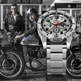 【elegantsis 愛樂時】Cafe Racer 新咖啡騎士三眼計時手錶-黑 禮物 送禮 推薦(ELJR23QS-TONUP-VS03MA)