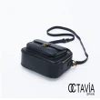 【OCTAVIA 8】OCTAVIA8 真皮- 書卷氣 雙層壓扣方型手提三用肩斜小包 - 霧黑