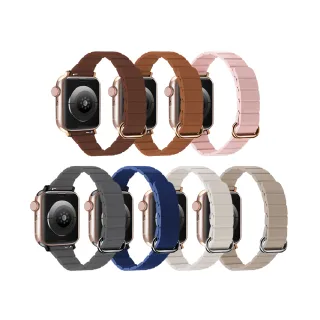 【DAYA】Apple Watch 1-7代/SE 38/40/41mm 極簡輕奢皮革磁吸式錶帶