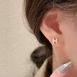 【Emi 艾迷】優雅迷你H字母鋯石微鑲925銀針耳環