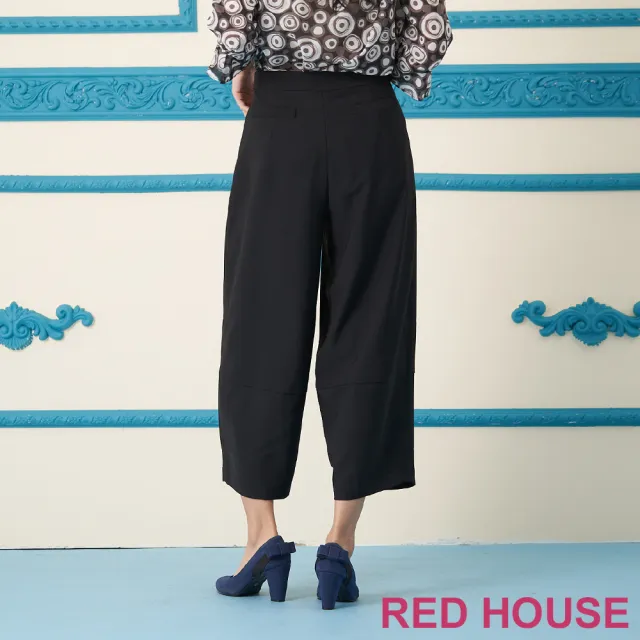【RED HOUSE 蕾赫斯】褲管剪接素面寬褲(黑色)