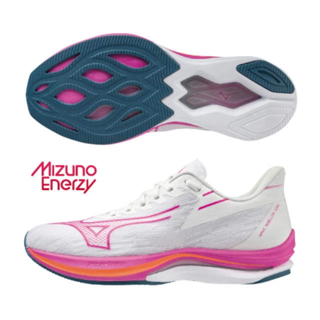 MIZUNO 美津濃 慢跑鞋 女鞋 運動鞋 緩震 一般型 WAVE REBELLION SONIC 白粉 J1GD233072