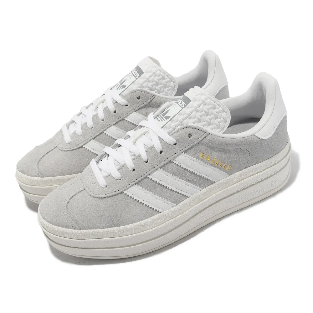 adidas 愛迪達】休閒鞋Gazelle Bold W 女鞋灰白厚底增高拼接中底