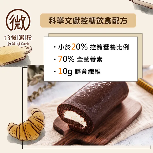 【i3微澱粉】271控糖巧克力鮮奶油蛋糕捲460gx2條(低糖 營養師 低澱粉 手作)(交換禮物)