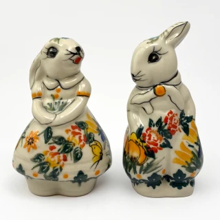 【SOLO 波蘭陶】Kalich 波蘭陶 11CM 兔夫妻調味罐組 兔年吉祥物