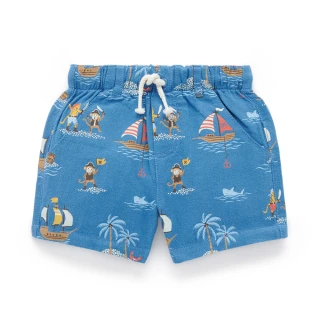 【Purebaby】澳洲有機棉 男童短褲(嬰幼童 有機棉 藍色海盜)