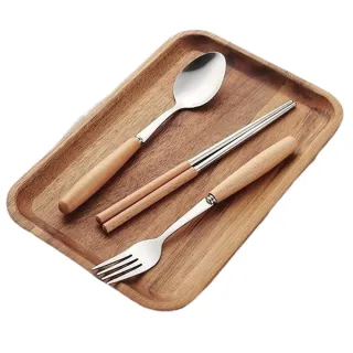 【Life365】木柄餐具組 環保餐具組 餐具 不鏽鋼餐具 環保餐具(餐具組)