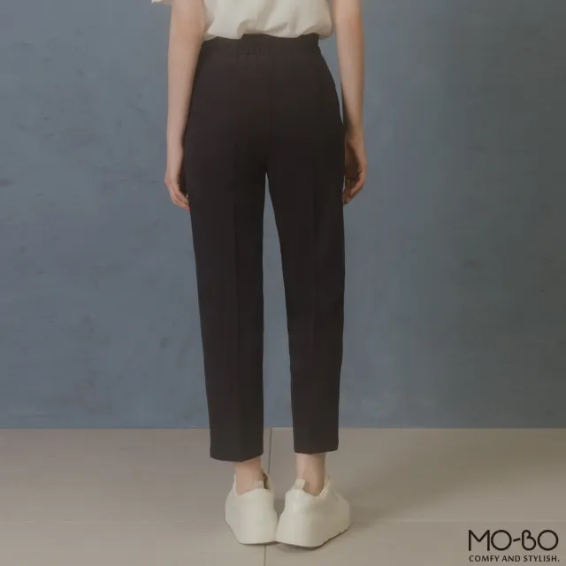【MO-BO】裝飾釦翻褶腰頭顯瘦長褲