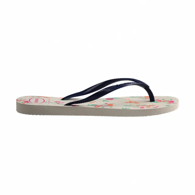 【havaianas 哈瓦仕】拖鞋 女鞋 夾腳拖 小花 Slim Romance 米藍 4136977-0052W(哈瓦士)