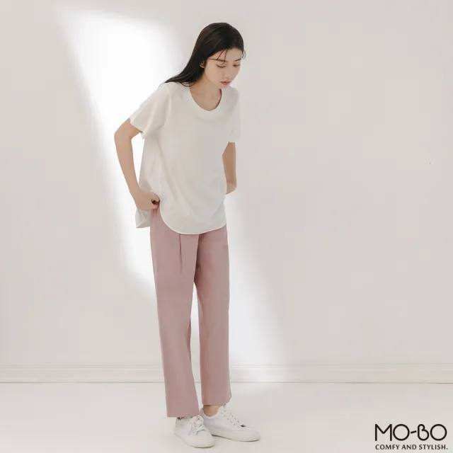 【MO-BO】日系棉質打褶剪裁錐形褲