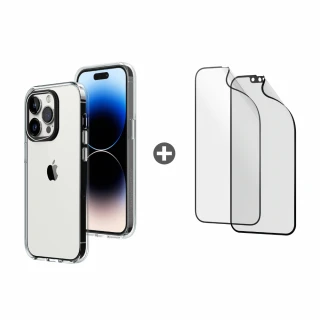 【RHINOSHIELD 犀牛盾】iPhone 14/Plus/14 Pro/Max超值殼貼組｜Clear透明殼+3D壯撞貼(透明/霧面 保護貼)