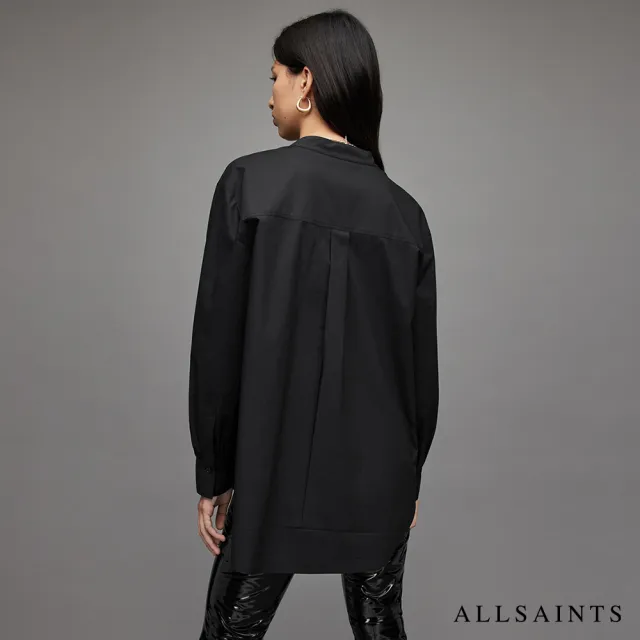 【ALLSAINTS】MARCIE 棉質簡約俐落長袖襯衫-黑 WH030X(舒適版型)