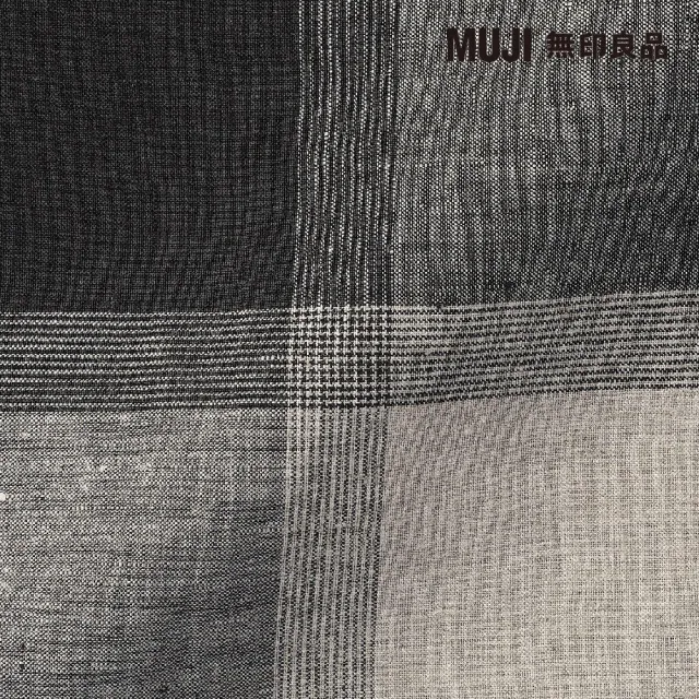 【MUJI 無印良品】亞麻平織被套/D/黑格紋 190*210cm