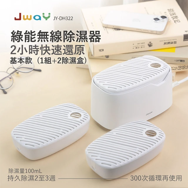 【JWAY】綠能無線除濕器2小時極速還原-1組+2除濕盒(JY-DH322-3迷你除濕機/除濕器/防霉)