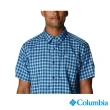 【Columbia 哥倫比亞 官方旗艦】男款-Silver Ridge™超防曬UPF50快排短袖襯衫-藍格紋(UAE09380JC / 2023年
