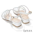 【DIANA】DIANA 2.5 cm牛皮水鑽軟條環踝羅馬涼鞋(白)