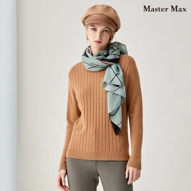【Master Max】直紋麻花相間圓領針織上衣(8228043)