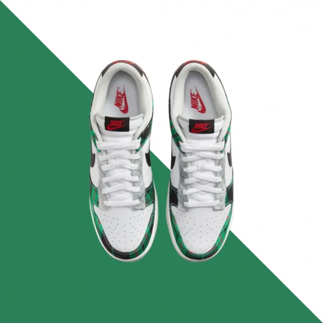 【NIKE 耐吉】休閒鞋 Nike Dunk Low Retro PRM 聖誕樹 深綠 紅白綠 格紋 男鞋 DV0827-100