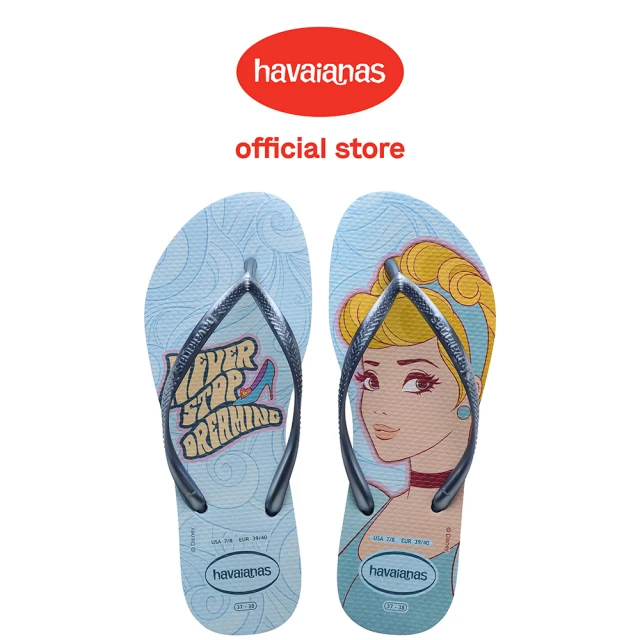 havaianas 哈瓦仕 拖鞋 女鞋 夾腳拖 迪士尼 仙杜瑞拉 Slim Princesas 藍 4135045-1804W(哈瓦士)