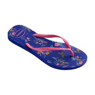 【havaianas 哈瓦仕】拖鞋 女鞋 夾腳拖 小花 Slim Romance 藍粉 4136977-2711W(哈瓦士)