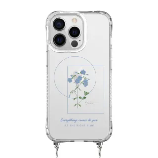 【TOXOXO】iPhone 12 Pro Max 6.7吋 冰川抗黃防摔iPhone繩掛殼：傾幕翠雀花
