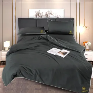 【Hilton 希爾頓】古典灰石墨烯三件床包枕套組/加大(薄床包x1+枕套x2/床包)