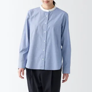 【MUJI 無印良品】女有機棉水洗平織布立領襯衫(共5色)