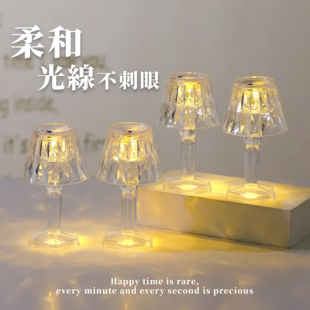【童話公主】ins風水晶LED檯燈(小夜燈 氛圍燈 氣氛燈 伴睡燈 臥室燈 燈具燈飾 擺飾 電燈 禮物)