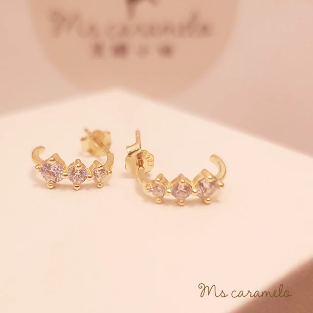 【焦糖小姐 Ms caramelo】925純銀鍍K黃(鋯石耳環)