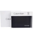【Calvin Klein 凱文克萊】燙銀字母荔枝紋皮革證件短夾(黑)