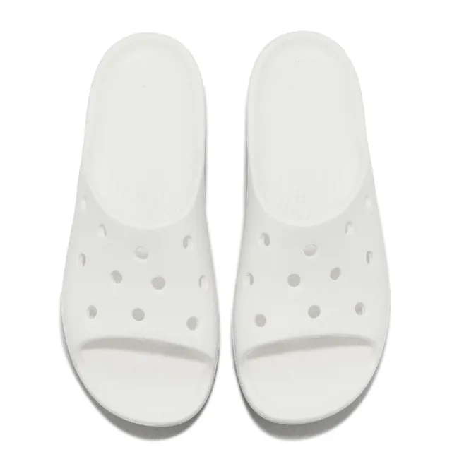 【Crocs】拖鞋 Classic Platform Slide 女鞋 白 雲朵涼拖 厚底 卡駱馳(208180100)