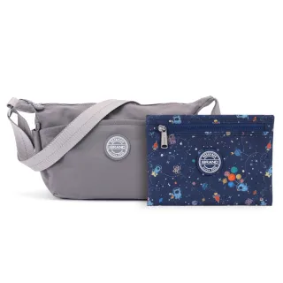【iBrand】情人節禮物 簡約百搭雙口袋斜側背包(自信灰)