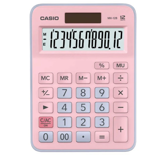 CASIO 卡西歐 12位元商務系列撞色設計計算機-藍X粉紅(MX-12B-PKLB)