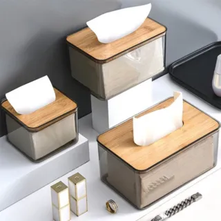 【Life365】小款衛生紙盒 面紙盒 透明面紙盒 木蓋透明面紙盒 衛生紙盒透明 抽取式衛生紙盒(RS1280)