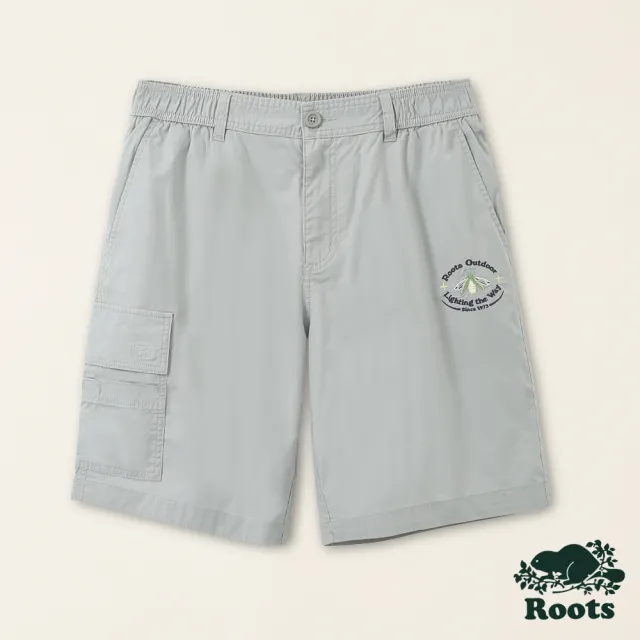 【Roots】Roots男裝-星際遨遊系列 螢火蟲單邊口袋設計工裝短褲(灰色)