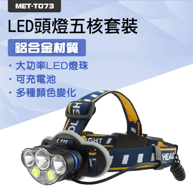 185-T073 戶外燈 LED頭燈五核套裝大全配 登山頭燈 釣魚頭燈 工作燈 充電頭燈 釣魚燈 修車工作燈 露營頭燈