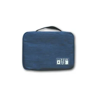 【主WALL飾】韓版3C配件防水充電線收納包-藍色(滑鼠相機手機電源線USB日本港澳韓泰歐美出國旅行李登機箱)