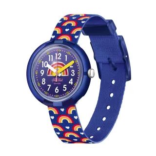 【Flik Flak】兒童手錶 可愛彩虹派對 RAINBOW PARTY 兒童錶 編織錶帶 瑞士錶 錶(31.85mm)