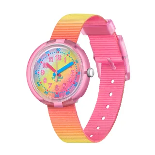 【Flik Flak】兒童手錶 彩虹餘暉 SHADES OF RAINBOW 兒童錶 編織錶帶 瑞士錶 錶(31.85mm)