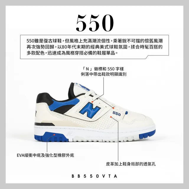 【NEW BALANCE】NB 運動鞋/復古鞋_中性_白藍色_BB550VTA-D