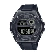 【CASIO 卡西歐】重工業風金屬錶圈電子錶-全黑(MWD-100HB-1BVDF)