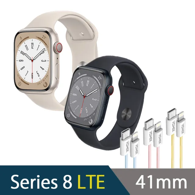 20W編織快充充電線組【Apple】Apple Watch S8 LTE 41mm(鋁金屬錶殼搭配運動型錶帶)