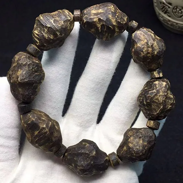 【桃花源創意工坊】極品蟲漏王奇楠隨形老料沉香沉水手鍊(手鍊)