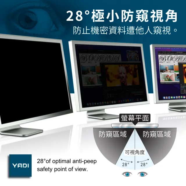【YADI】通用 14.0吋16:9 水之鏡 PF防窺視筆電螢幕保護貼(濾藍光/抗眩抗反光/SGS/靜電吸附)
