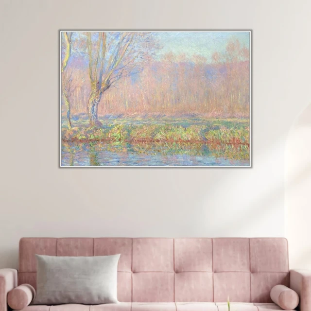 《柳樹》莫內Monet．印象派畫家 世界名畫 經典名畫 風景油畫-白框60x80CM