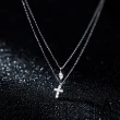 【ANGEL】葉片晶鑽雙層十字架鍍銀項鍊(2色可選)
