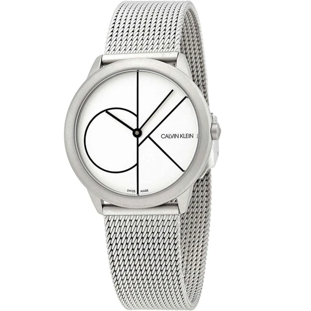 【Calvin Klein 凱文克萊】Calvin Klein LOGO主義當道米蘭風格優質時尚腕錶-35mm-銀黑-K3M5215X
