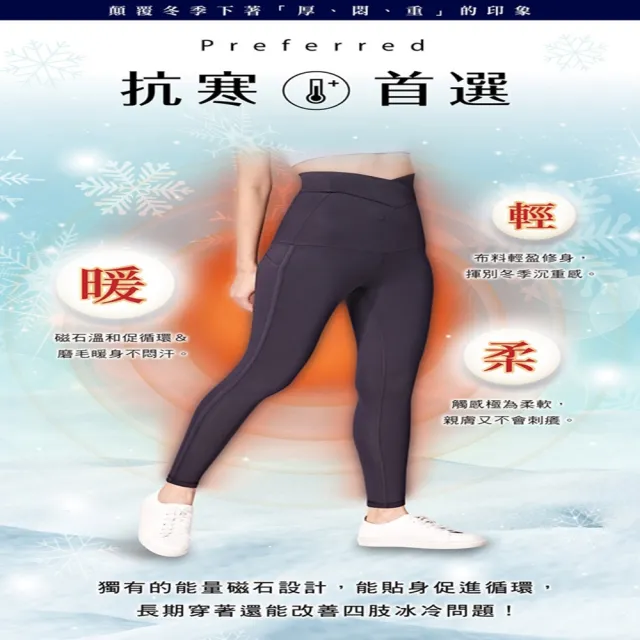 【iFit 愛瘦身】磁氣專科 順順超高腰磁石褲 輕暖磨毛款