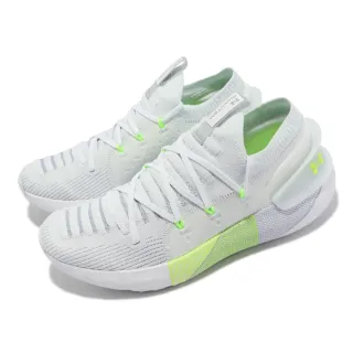 【UNDER ARMOUR】慢跑鞋 HOVR Phantom 3 男鞋 白 螢光綠 針織 襪套 緩震 運動鞋 UA(3025516101)